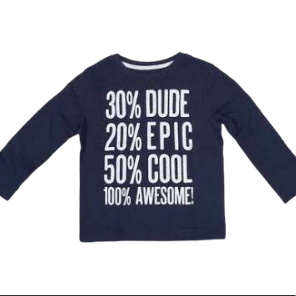 NWT PRIMARK Epic, Dude, Cool, Awesome Graphic Print Tee/Top Navy Blue Boys 3-4Y